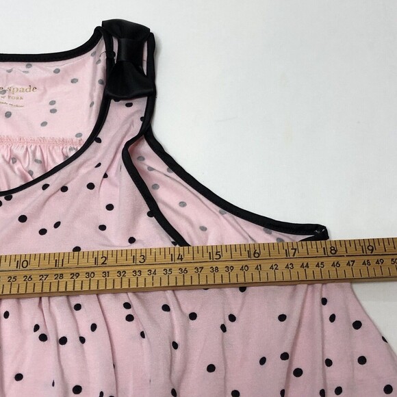 Kate Spade New York Scattered Dot PJ Tank Top SMALL Pink Polka Black Soft Bow - Picture 5 of 8